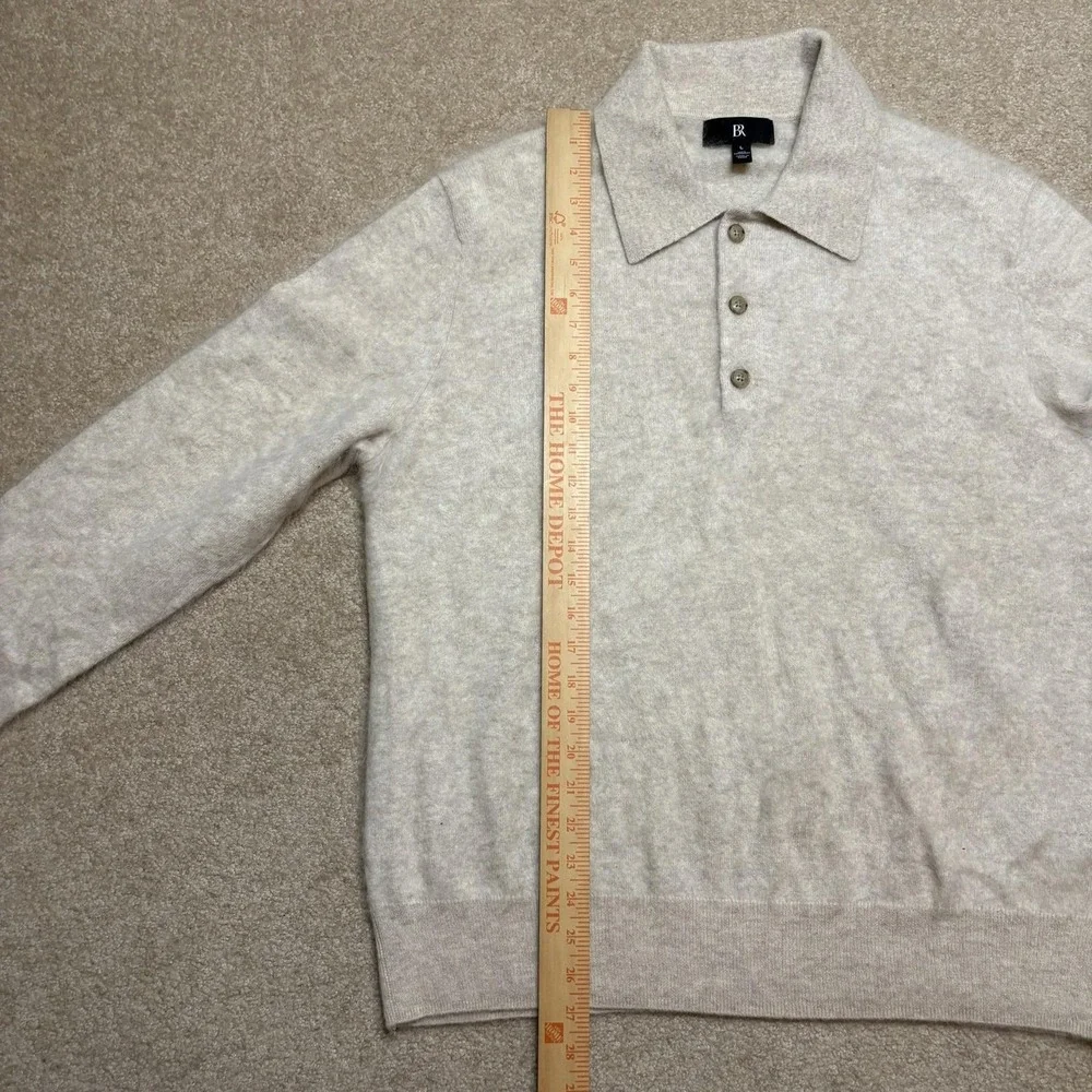 Banana Republic Brushed Cashmere Polo Sweater Mens Large Beige Cozy Preppy Soft